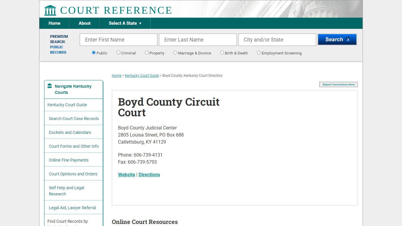 Boyd County Circuit Court - Court Reference